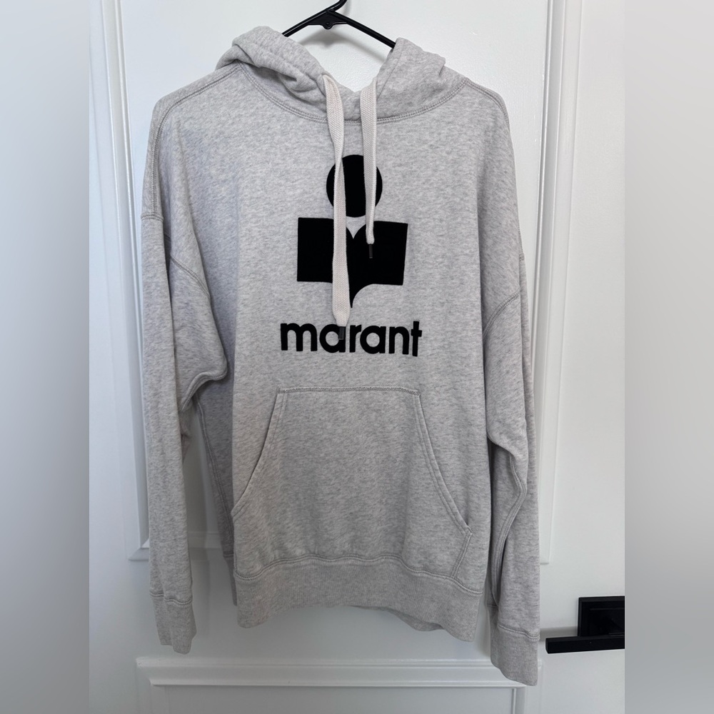 Isabel Marant oatmeal colored Hoodie with velvet Black Logo